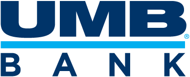 UMB Bank Logo with the letters UMB in large blue font, a light blue bar underneath and the work BANK in the same blue letters as UMB under the bar.